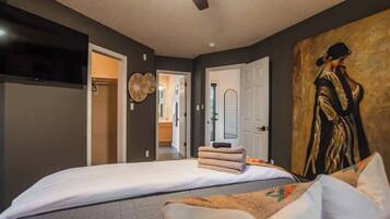 Iron/ironing board, travel crib, free WiFi, bed sheets