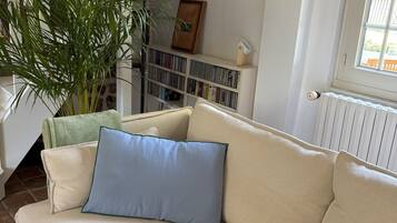 Tv, pejs, bordtennisbord, bøger