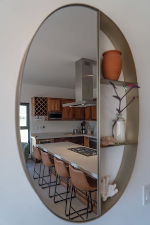 Fridge, microwave, oven, stovetop - First floor oceanview condo w/ two private patios steps to the main beach at Playa Cerritos. Modern 2-bedroom home, a 1-minute walk to the beach, perfect for families or couples looking for quiet luxury and reliable Wi-Fi. (El Pescadero)