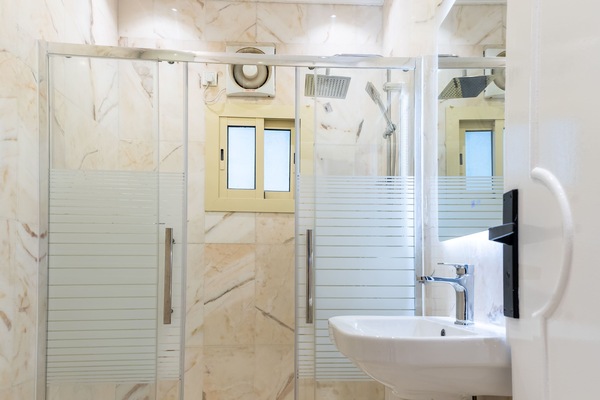 Shower, towels, soap