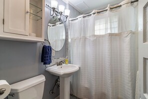 Hair dryer, towels, toilet paper