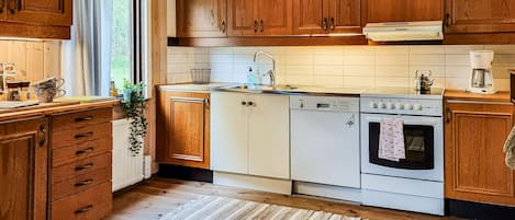 Fridge, oven, stovetop, dishwasher