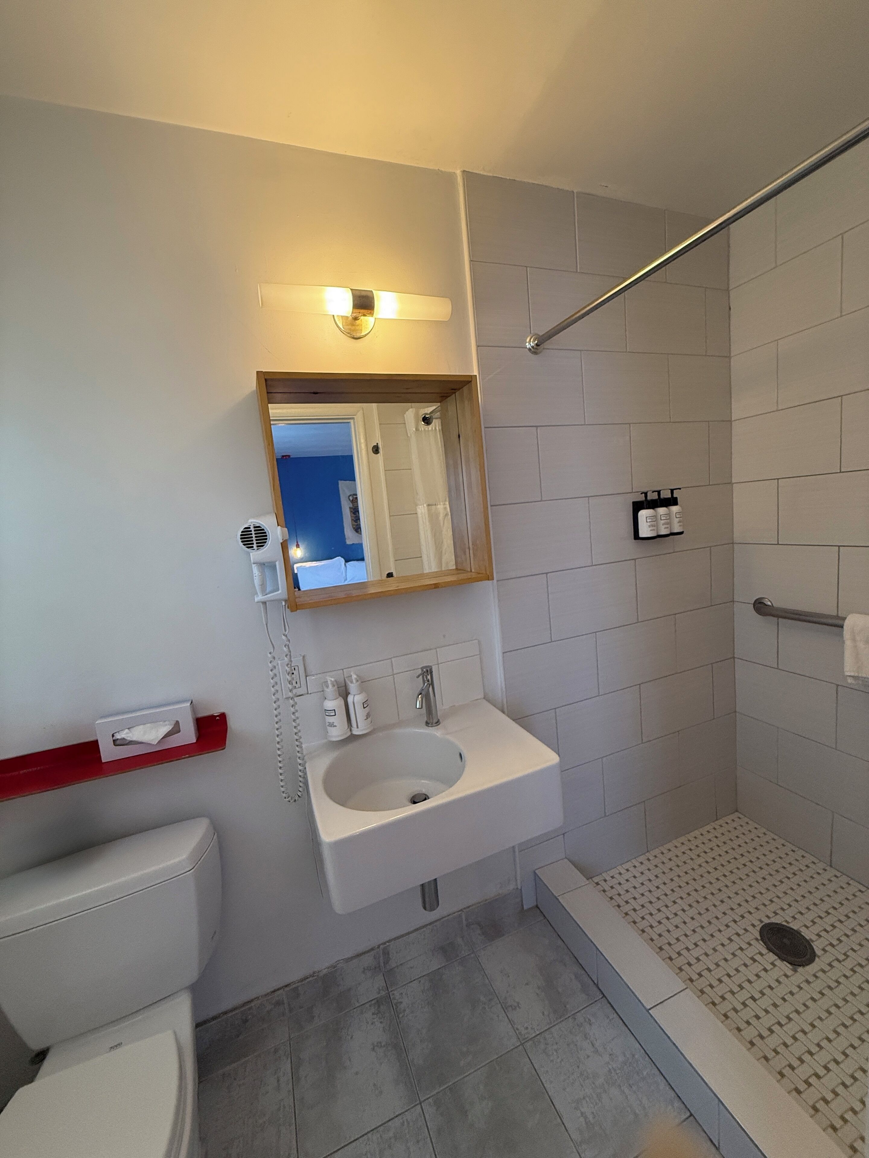 Shower, hair dryer