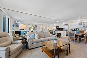 Smart TV, fireplace, foosball, table tennis