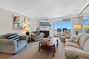 Smart TV, fireplace, foosball, table tennis