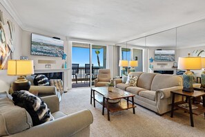 Smart TV, fireplace, foosball, table tennis