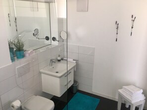 Shower, hair dryer, towels - Apartment 'West View' with Vineyard Views, Private Terrace and Wi-Fi (Vogtsburg im Kaiserstuhl)