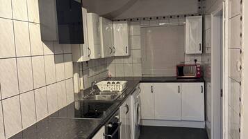 Fridge, microwave, oven, electric kettle