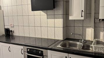 Fridge, microwave, oven, electric kettle