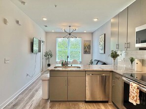 Kühlschrank, Mikrowelle, Herdplatte, Geschirrspüler