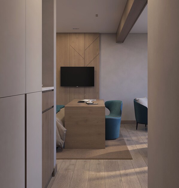 Studio Suite Cao cấp, 1 giường cỡ king, không hút thuốc, quang cảnh núi | Két bảo mật tại phòng, bàn, khu vực làm việc phù hợp cho laptop 