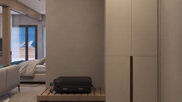 Luxe suite, uitzicht op bergen | Woonruimte | Een computerscherm