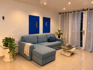 Living area - Isla Verde Beach Condo: 5-Min Walk to Beach, King Bed, Big Pool, Washer&Dryer (Carolina)