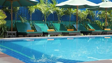 Indoor pool, free pool cabanas, pool umbrellas