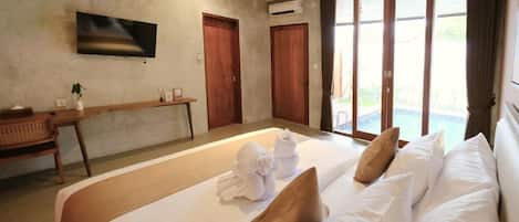 วิลล่า, 1 ห้องนอน, สระว่ายน้ำส่วนตัว | มินิบาร์, โต๊ะทำงาน, พื้นที่ทำงานแบบใช้แล็ปท็อป, ผ้าม่านกันแสง