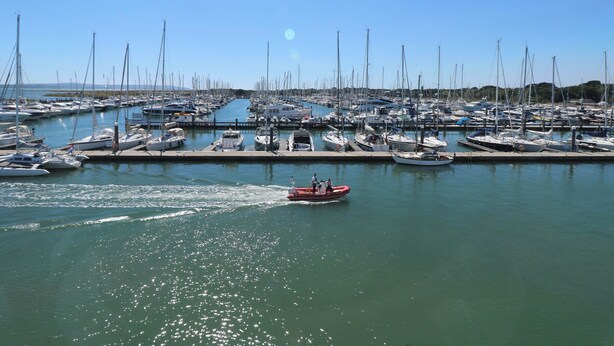 A marina with numerous boats docked at the piers. - 14 Shorwell (Southampton)