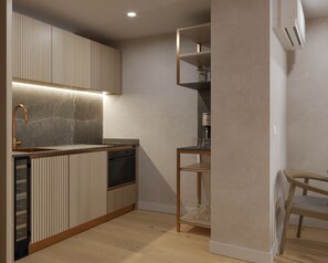 Geladeira, micro-ondas, fogão, cooktop