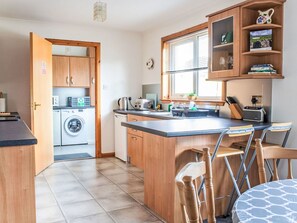 Microwave, oven, toaster, high chair