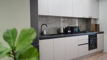 Kühlschrank, Mikrowelle, Ofen, Herdplatte