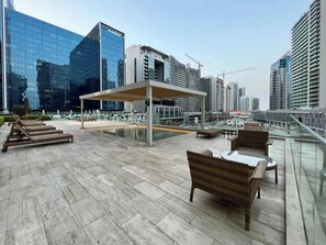 Terrace/patio - Bright Studio w/ Pool | City Views in Business Bay (دبي)