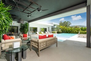 Design Villa, 5 Bedrooms, Pool View | Living area | Flat-screen TV - Grand 17m Pool 5BR Villa Mayacol NaiHarn (Rawai)