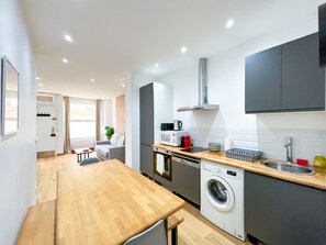 Fridge, microwave, oven, dishwasher
