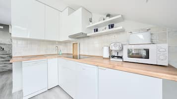 Apartment (48) | Private kitchen | Fridge, microwave, stovetop, electric kettle