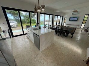 Fridge, microwave, oven, stovetop - Beachfront 3-bedroom villa with modern features in fantastic Cabarete (Cabarete)