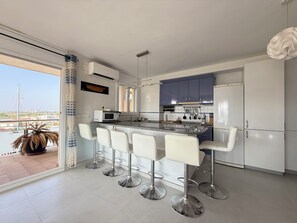 Fridge, microwave, oven, dishwasher