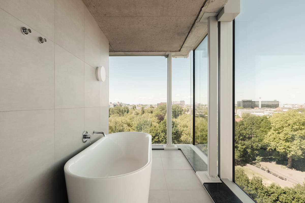 Eco-friendly toiletries, hair dryer, towels, soap