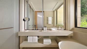 Eco-friendly toiletries, hair dryer, bathrobes, slippers