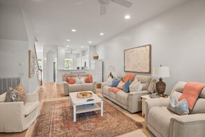 House, Multiple Beds, Patio, Golf View (417 Wahoo) | Living area - Spacious 7 Bedroom 5.5 Bath on Ocean Creek Golf Course! (Fripp Island)