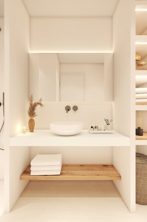 Dusche, Haartrockner, Handtücher