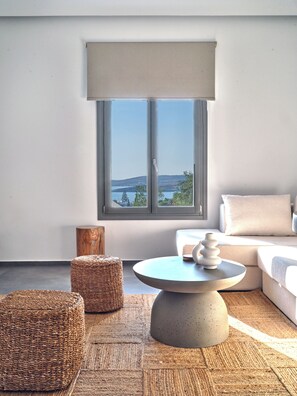Junior Apartment, Sea View | Living area | Smart TV - Parousia Luxury Apartments (Paros)