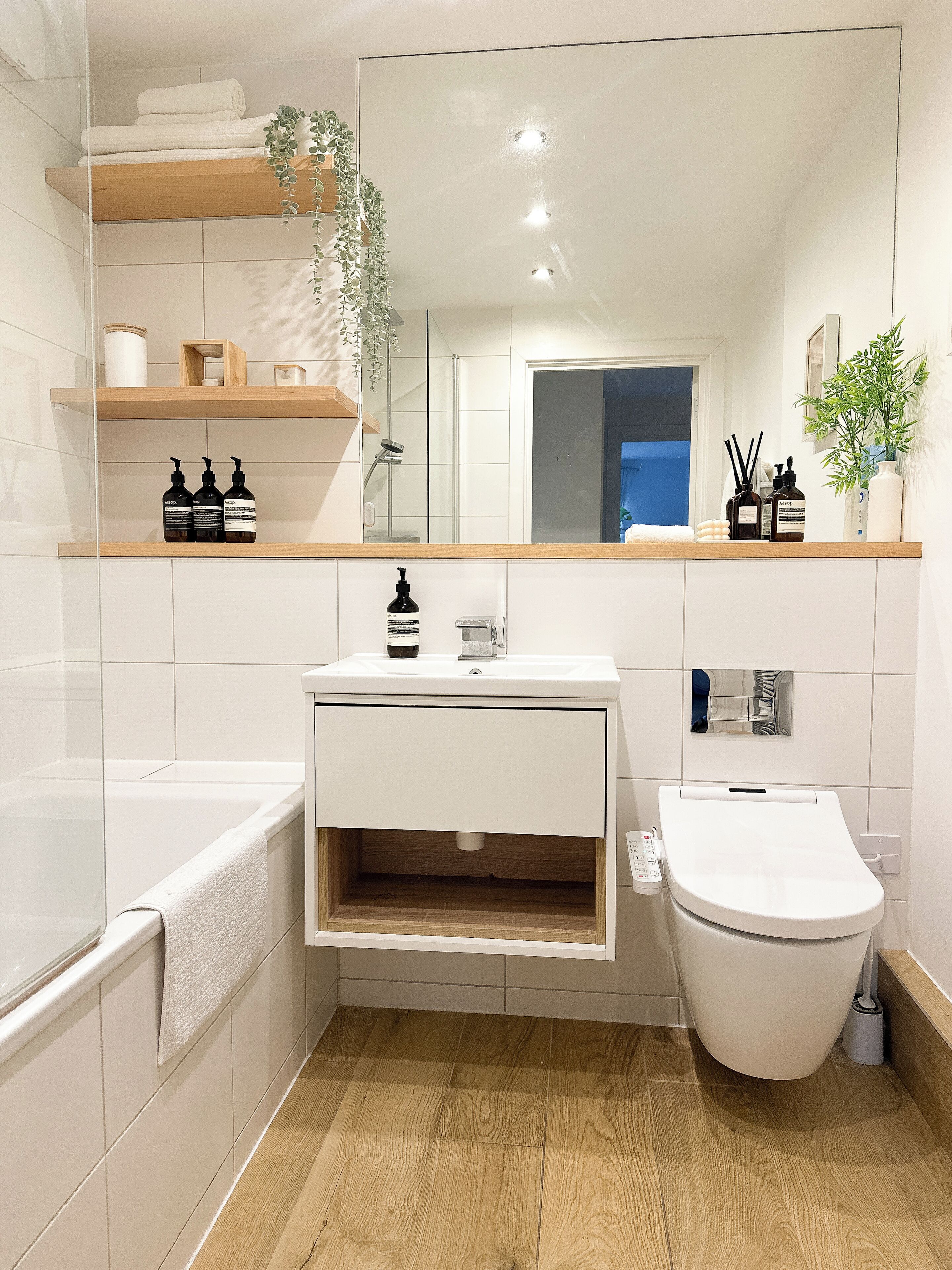 Hair dryer, bidet, towels, soap