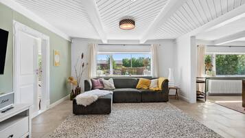 Smart TV, fireplace, stereo