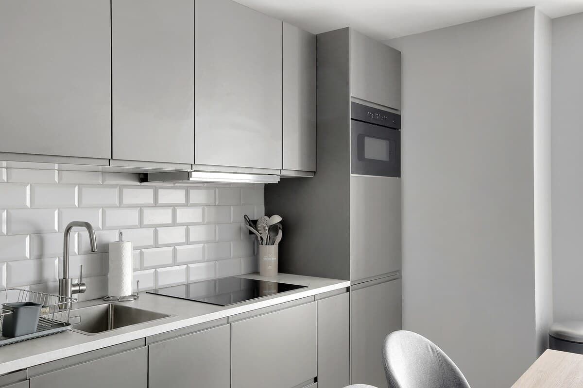 Réfrigérateur, micro-ondes, plaque de cuisson, lave-vaisselle