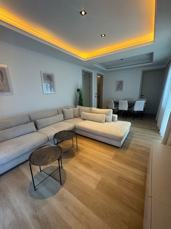 Flat-screen TV, video-game console