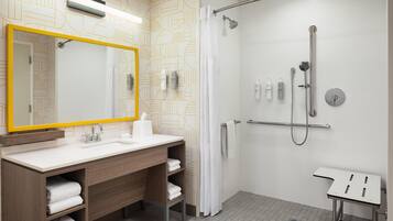 Suite, 1 King Bed, Accessible (Roll-In Shower) | Bathroom shower