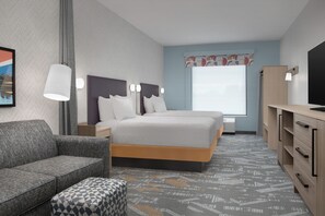 Studio Suite, 2 Queen Beds | Desk, laptop workspace, blackout drapes, iron/ironing board