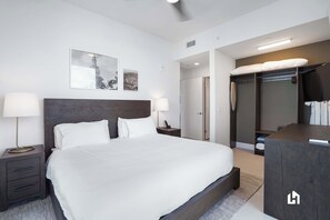 2 bedrooms, in-room safe, iron/ironing board, travel crib