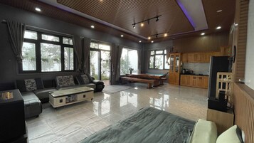 Standard Villa, 4 Bedrooms, Garden View | Living area | 60-inch Smart TV with satellite channels, fireplace