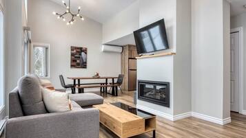 TV, fireplace