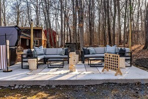 Terrace/patio - Escape to the Poconos | Hot Tub, Sauna, Mini-Golf (East Stroudsburg)