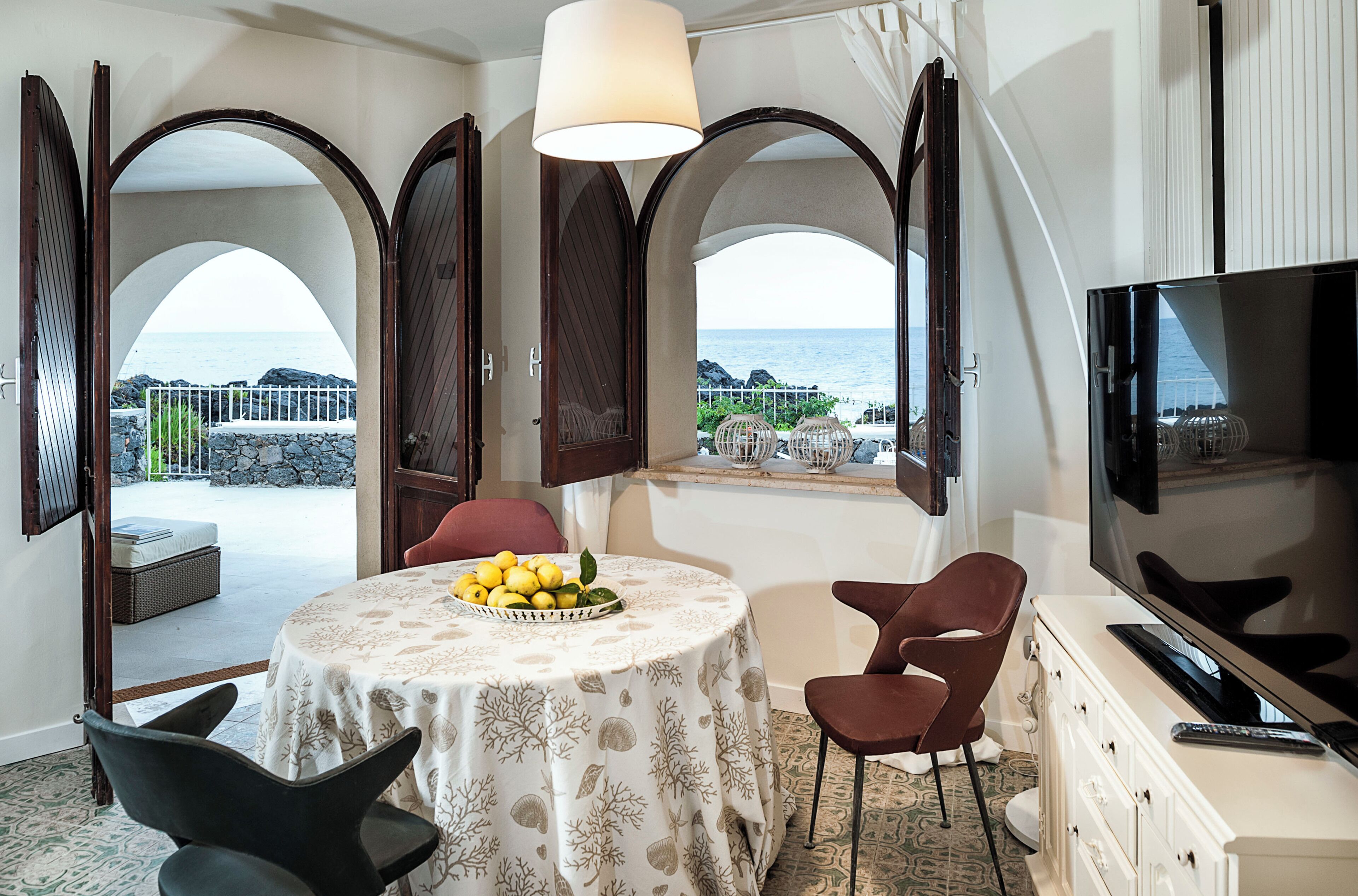 Luxury Villa | Living area | 55-inch TV with cable channels