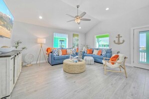 House (Multiple Bedrooms) | Interior - Sleeps 21, 2 Homes Private Pool, Patio Lounge w/ Fire Pit, Bar, TV, & Games (Port Aransas)
