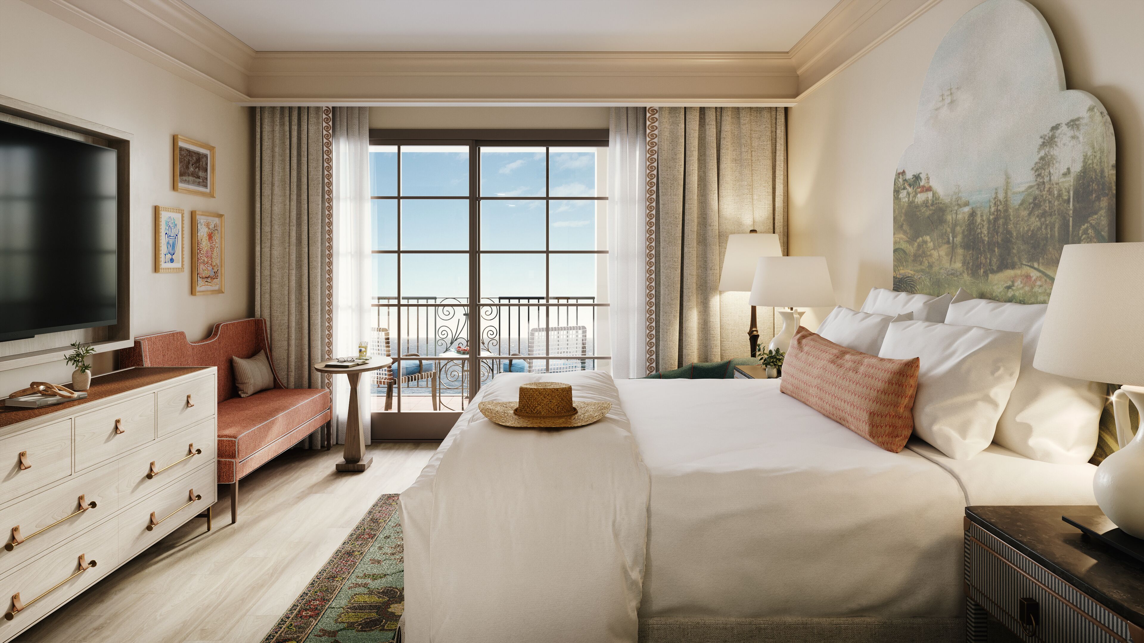 Hypo-allergenic bedding, in-room safe, blackout curtains