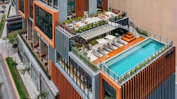 Outdoor pool, sun loungers