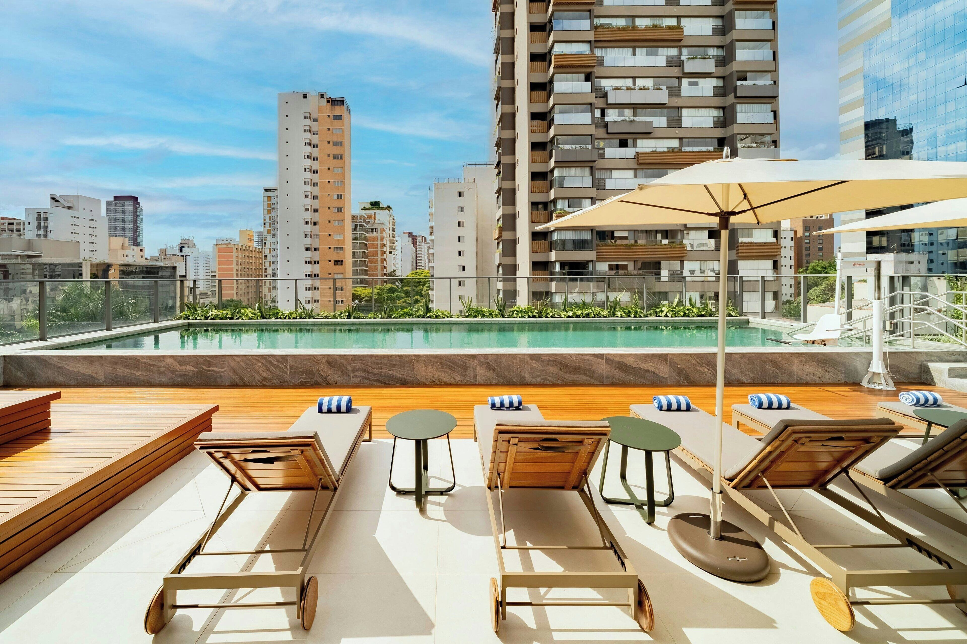 Outdoor pool, sun loungers