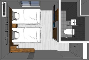 Habitación con 2 camas individuales, vistas a la ciudad | 1 dormitorio y wifi gratis